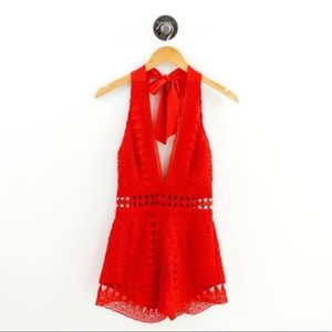 SAYLOR orange crochet romper